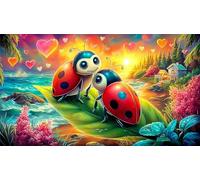 Coccinelle à Sept Points 1000 pièces Jeu de Puzzle Papier recyclé Défi de Jeu éducatif Idée Cadeau Parfaite pour Adultes et Enfants de 12 Ans et Plus 38x52cm/1000pcs