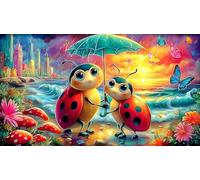 Coccinelle à Sept Points 1000 pièces Puzzle pour Adultes Jeu éducatif détente Jeu Familial Amusant & Stimulant pour Adultes et Enfants de 12 Ans et Plus 38x26cm/1000pcs