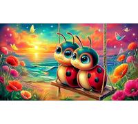 Coccinelle à Sept Points 1000 pièces Puzzle pour Adultes Jeu éducatif détente Jeu Familial Amusant & Stimulant pour Adultes et Enfants de 12 Ans et Plus 38x52cm/1000pcs