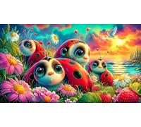 Coccinelle à Sept Points Puzzle 1000 pièces Papier recyclé Jeux éducatifs Jeu Stimulant pour Adultes et Enfants de 12 Ans et Plus 38x26cm/1000pcs