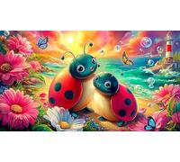 Coccinelle à Sept Points Puzzle 1000 pièces Papier recyclé Jeux éducatifs Jeu Stimulant pour Adultes et Enfants de 12 Ans et Plus 38x26cm/1000pcs