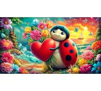 Coccinelle à Sept Points Puzzle pour Adultes 1000 pièces Jeu éducatif détente Jeu Stimulant pour Adultes et Enfants de 12 Ans et Plus 38x26cm/1000pcs