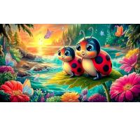 Coccinelle à Sept Points Puzzle pour Adultes 1000 pièces Jeu éducatif détente Jeu Stimulant pour Adultes et Enfants de 12 Ans et Plus 38x26cm/1000pcs