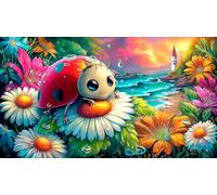 Coccinelle à Sept Points Puzzle pour Adultes 1000 pièces Jeu éducatif détente Jeu Stimulant pour Adultes et Enfants de 12 Ans et Plus 38x52cm/1000pcs