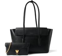 COCCINELLE Sac shopper noir en cuir pour femme - Double Beat Grained Leather Handbag Noir 312763