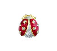 Bling Jewelry Coccinelle Chanceuse Rouge Plaqué Or Émail Cristal Insecte Épingle À Pousser pour Femme pour Adolescente