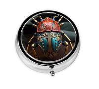 Coccinelle colorée. Cette petite boîte à pilules ronde imprimée est un organisateur portable de pilules et de vitamines, parfait pour les poches, les sacs à main et les voyages.