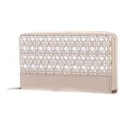 Coccinelle Cuir Porte-Monnaie Coated Monogram Zip Around Wallet Multi Blanc/Rosette Beige