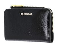 Coccinelle Cuir Porte-Monnaie Metallic Shiny Wrinkled Wallet Noir