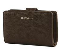Coccinelle Cuir Porte-Monnaie Metallic Soft Mini Wallet Grained Leather Brunette Marron foncé