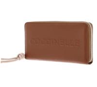 Coccinelle Cuir Porte-Monnaie Metallic Soft Wallet Grained Leather Cognac/Rosette Brun