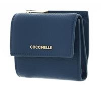 Coccinelle Porte-monnaie Metallic Soft Wallet Cuir grainé métallisé Bleu