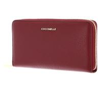 Coccinelle Cuir Porte-Monnaie Metallic Soft Wallet Grained Leather Ribes Framboise