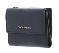 Coccinelle Cuir Porte-Monnaie Metallic Soft Wallet Grained Leather Stove Bleu Gris