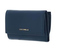 Coccinelle Cuir Porte-Monnaie Metallic Soft Wallet Grainy Leather Deep Blue Bleu