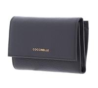 Coccinelle Cuir Porte-Monnaie Metallic Soft Wallet Grainy Leather Stove Bleu Gris