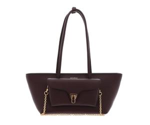 Coccinelle Cuir sac shopper Double Beat Grained Leather Handbag Berry violet foncé