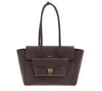 Coccinelle Cuir sac shopper sac à épaule bandoulière Double Beat Grained Leather Handbag Brunette marron foncé