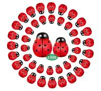 Coccinelle en Bois,200 Pièces Mini Larves de Coccinelles Deco en Bois Autocollant Coccinelle Auto Adhésif Autocollant,pour Scrapbooking Artisanat Bricolage Fabrication de Cartes(8*11mm/10*13mm)