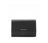 Coccinelle Cuir Porte-Monnaie Metallic Soft Wallet Grainy Leather Noir