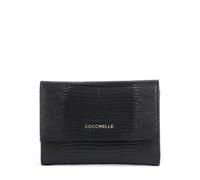 Coccinelle Metallic Lizard Portefeuille noir, cuir de vache gaufré, femme