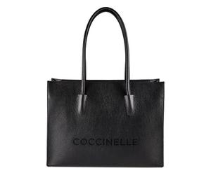 Coccinelle Myrtha Sac à bandoulière Cuir véritable 40 cm Compartiment ordinateur noir