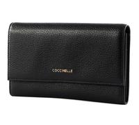 COCCINELLE Porte-monnaie noir en cuir pour femme - Metallic Soft Wallet Noir 228238