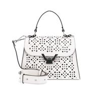 COCCINELLE Sac à épaule bandoulière crème en cuir pour femme - Dew Cow Perforation Handbag Blanco 302908