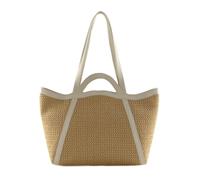 COCCINELLE sac shopper Amalia Crochet Straw Handbag Natural / Blanco