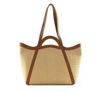 COCCINELLE sac shopper Amalia Crochet Straw Handbag Natural / Cuir