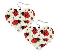 Coccinelles Rouge Pendantes Double Face Boucles D'Oreilles Légères Pendantes En Cuir Pour Femme Quotidien Décorations