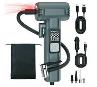 COCCKO Compresseur d'Air Portatif Sans Fil-Gonfleur Pneus Voiture/Moto/Vélo Intelligent avec 5 Modes LED, Chargeur USB, Sécurité SOS, Mini Pompe à Air 12V Portable