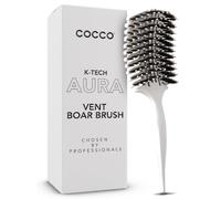 COCCO Aura Vent Brosse à sanglier | Design ventilé à double courbure pour un séchage plus rapide, démêlage et brillance sans effort, sanglier + poils en nylon, poignée ergonomique confortable pour