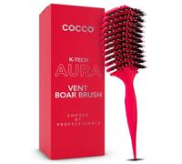 COCCO Aura Vent Brosse à sanglier | Design ventilé à double courbure pour un séchage plus rapide, démêlage et brillance sans effort, sanglier + poils en nylon, poignée ergonomique confortable pour