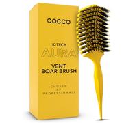 COCCO Aura Vent Brosse à sanglier | Design ventilé à double courbure pour un séchage plus rapide, démêlage et brillance sans effort, sanglier + poils en nylon, poignée ergonomique confortable pour