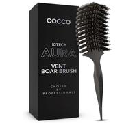 COCCO Aura Vent Brosse à sanglier | Design ventilé à double courbure pour un séchage plus rapide, démêlage et brillance sans effort, sanglier + poils en nylon, poignée ergonomique confortable pour