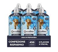 Coccolino Adoucissant concentré d'air de printemps, assouplissant machine à laver avec technologie Stay Fresh avec notes fruitées, rose et santal, taille XXL jusqu'à 456 lavages, 6 pièces de 1750 ml