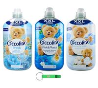 Coccolino Adoucissant XXL - Assouplissant concentré - 76 lavages - 3 x 1750 ml - 3 parfums différents + porte-clés Beni Culinari gratuit