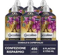 Coccolino Assouplissant Concentré Sandale et Chèvrefeuille, Adoucissant Machine à laver Intense Care avec technologie Pro-Fibre, Format XXL jusqu'à 456 lavages, 6 pièces de 1750 ml