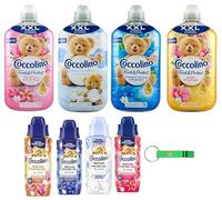 Coccolino Assouplissant + Elixir de parfum de linge / 4 x 1750 ml + 4 x 342 ml / 4 parfums différents + porte-clés Beni Culinari gratuit