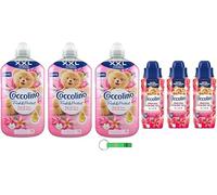Coccolino Assouplissant + Elixir de parfum de linge - Paquet de test fleurs de tiaré et fruits rouges 3 x 1750 ml + 3 x 342 ml / 2 articles du même parfum + porte-clés Beni Culinari gratuit