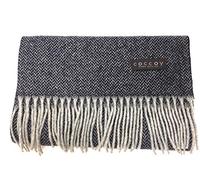 Coccoy Gaston Écharpe pour homme en pure laine (45 % cachemire, 55 % laine mérinos) avec franges 225 g/m² 30 x 190 cm - Bleu - Taille unique