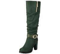 Cocey Bottines en daim - Tige rabattable avec boucle de ceinture et 2 façons de le porter - Talon de 8,5 cm, vert, 37 EU