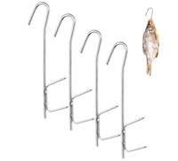 Cochets de Fumage, 4 Pièces Crochets à Viande Fumoirs pour Poisson Viande, Crochet à Viande Inox pour Suspendre du Poisson Fumé, de La Viande, des Saucisses (21 cm)