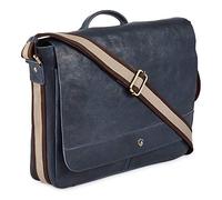 Cochoa 14 Pouces Ordinateur Portable en détresse Vintage à la Main en Cuir véritable Rabat sur Ordinateur Tablette Messenger Sac à bandoulière pour Hommes et Femmes - (Bleu océan)