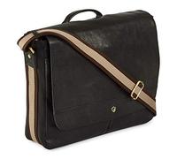 Cochoa 14 Pouces Ordinateur Portable en détresse Vintage à la Main en Cuir véritable Rabat sur Ordinateur Tablette Messenger Sac à bandoulière pour Hommes et Femmes - (Noir de Carbone)