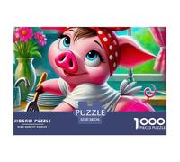 Cochon 1000 Pièces Puzzle Animaux pour Enfants À Partir De 14 Ans, Parfait pour Les Amateurs De Puzzles, Cadeau d'anniversaire, Jeu Éducatif, Qualité Premium 38x26cm/1000pcs