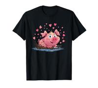 Cochon boueux Mignon avec des Coeurs éclaboussures d'eau T-Shirt