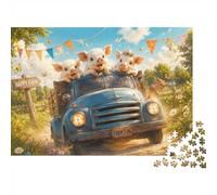 Cochon Camion Campagne Puzzle, 1000 Pièces Jeu D'intérieur Adulte | 70x50cm Carton, Exercice Mental, Ajustement Précis, Amateurs De Puzzles, Réduction Du Stress