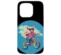 Cochon comique sur un vélo pour une aventure insolite Coque pour iPhone 15 Pro